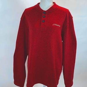 Cloudveil heather red button neck sweater